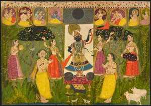 Tilbedelse af Shri Nathji, ca. 1700. af Unbekannt