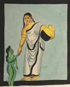 Yasoda tager spædbarnet Krishna en tur, 1800-tallet. af Unbekannt