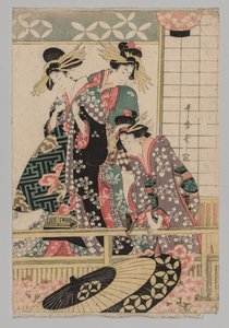 Yoshiwara kvinder kigger ind på gaden ved foråret, 1753-1806. af Unbekannt