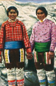 Unge inuitkvinder, Grønland, c1928. af Unbekannt