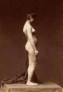 [Ung kvinde, nøgen, fuld figur i profil], 1860