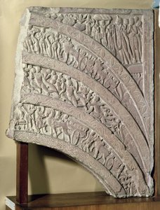 Architrave fra en gateway, rød sandsten, Mathura, UP, 2. århundrede e.Kr af Unbekannt Unbekannt