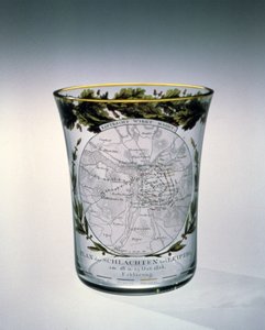 Blæst, bejdset og emaljeret bægerglas dekoreret af Samuel Mohn, 1813-14 af Unbekannt Unbekannt