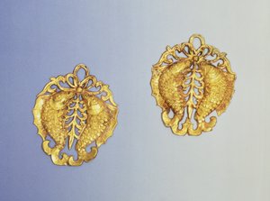 Kinesiske vedhæng, 17 karat forgyldt, Tang-dynastiet, 618-907 e.Kr.