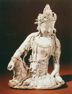 Ching-te-Chen hvidglaseret figur af Arolo Kites Vara, Yuan-dynastiet, slutningen af det 13.-begyndelsen af det 14. århundrede