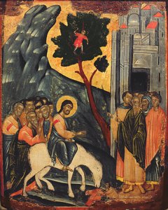 Indtog i Jerusalem, ikon fra de Ioniske øer, 1600-tallet af Unbekannt Unbekannt