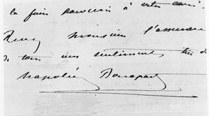 Håndskrift og signatur af Napoleon Bonaparte (1769-1821) (pen og blæk på papir) af Unbekannt Unbekannt