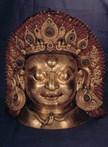 Leder af Bhairava, slutningen af det 17. århundrede (præget kobber, malet og forgyldt)