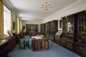 Indvendigt billede af Pepys Library, Magdalene College, Cambridge af Unbekannt Unbekannt