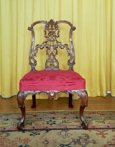 Rygstol af mahogni bånd af Chippendale design af Unbekannt Unbekannt
