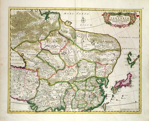 Kort over Mongoliet, der viser en del af Rusland, Japan og Kina, ca. 1680, af Frederick de Wit