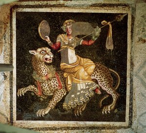 Mosaik af Dionysos, der rider på en leopard ca. 180 e.Kr af Unbekannt Unbekannt
