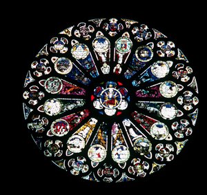 North Rose Window, 1200-tals stenværk, glas fra midten af 1400-tallet af Unbekannt Unbekannt
