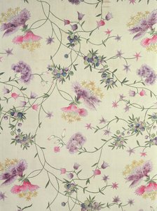 Malet materiale med naturalistiske blomster af Unbekannt Unbekannt