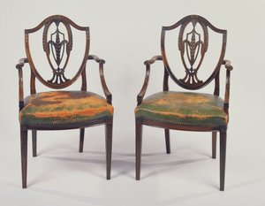 Par George III spisestuestole i palisander, efter et design af George Hepplewhite af Unbekannt Unbekannt