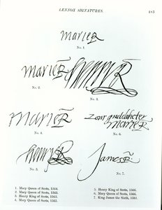 Underskrifter af Mary Queen of Scots, Henry King of Scots og James VI af Skotland af Unbekannt Unbekannt