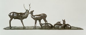 Hjort og hjorte med fawns af Rembrandt Bugatti (1885-1916) af Unbekannt Unbekannt