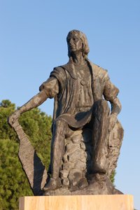 Statue af Christoffer Columbus på La Rabida-klosteret, Huelva-provinsen, Andalusien, Sydspanien. af Unbekannt Unbekannt