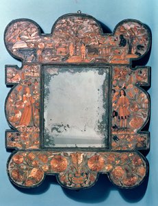 Spejlramme af halmarbejde, 1670-80
