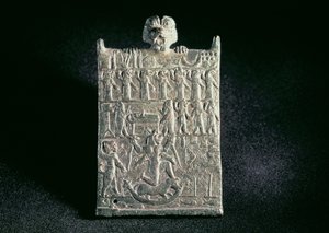 00362 Plaque of Hell, der viser sammensværgelsen mod Lamashtu, ny-assyrisk, fra Mesopotamien, ca. 1700 f.Kr. (bronze) af Unbekannt