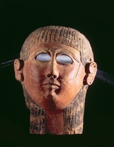 00368 Skægmaske, fra Kartago, Tunesien, fønikisk, 4. århundrede f.Kr. (støbt, malet terracotta) af Unbekannt