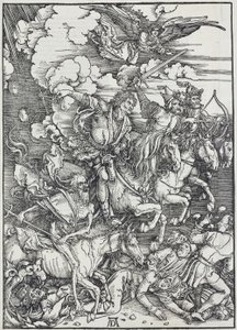 05. Albrecht Dürer, Apokalypse, III. De fire apokalyptiske ryttere, Nationalgalleriet i Prag af Unbekannter Künstler