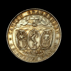 4 schweiziske franc, schweizisk mønt af Unbekannter Künstler
