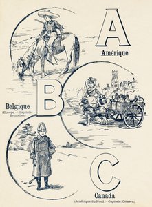 A B C: Amerika, Belgien, Canada - ABC af de to verdener. Emile Guerin, forlag, Paris, omkring 1900. Mål: 27,5 x 21,5 cm af Unbekannt