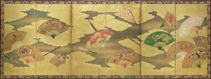 En dekoration af åbne og lukkede vifter, Momoyama Period (1568-1615) af Unbekannt