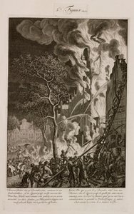 En brand i et sukkerraffinaderi, Amsterdam, Holland, 29. december 1669 af Unbekannt