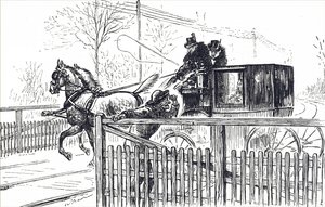 En hest og vogn kører gennem Londons gader. af Unbekannter Künstler