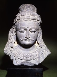 Et stort hoved af en Bodhisattva med et nedslået udtryk, 2.-3. århundrede af Unbekannt
