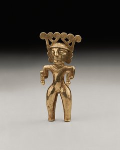 En sjælden guldfigur i international stil af en shaman, sandsynligvis fra Panama eller Costa Rica, ca. 500-1000 af Unbekannt