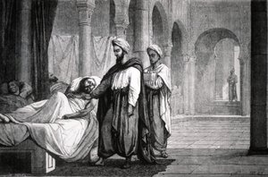 Abulcasis (936-1013) læge for kalif Al-HakamII, på Cordoba hospital (Spanien), kobberstik af Unbekannter Künstler
