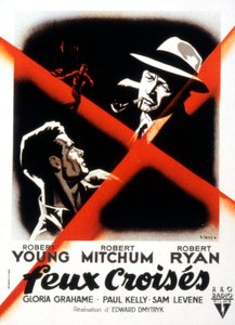 Crossfire filmplakat af Edward dMytryk med Robert Young Robert Mitchum og Robert Ryan 1947 af Unbekannt