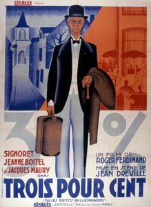 Tre procent filmplakat af JeanDreville 1933 er Frankrig af Unbekannt