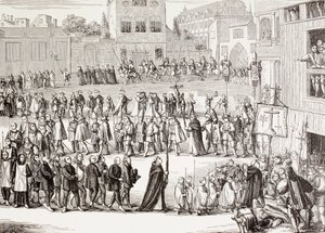 En Auto-da-fe, eller Act of Faith, procession i Spanien, efter en gravering fra det 15. århundrede, fra 