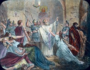 Overfald i katakomberne af Unbekannter Künstler