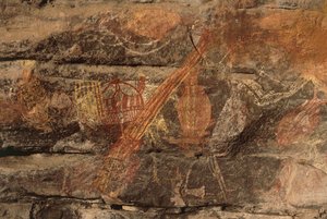 Australien, Northern Territory, Arnhem Land, Kakadu National Park, Obiri Rock, Aboriginal klippemalerier af Benjamin Baud