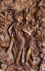 Balinesisk træskærerarbejde til salg, Ubud, Bali, Indonesien (foto) af Unknown