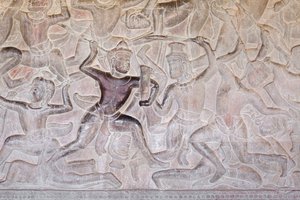 Basrelieffer på det østlige galleri i Angkor wat, Cambodja af Unbekannter Künstler