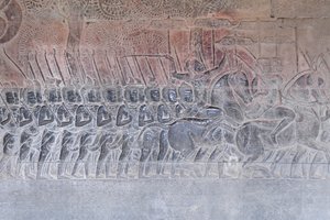 Basrelieffer på det sydlige galleri i Angkor wat, Cambodja af Unbekannter Künstler