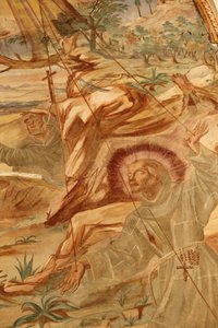 Basilica di Santa Caterina, Galatina, Apulien Fresco i klostret: Sankt Frans modtager stigmataet Malet af Br. Joseph af Gravina i 1696, Galatina, Italien af Unbekannt