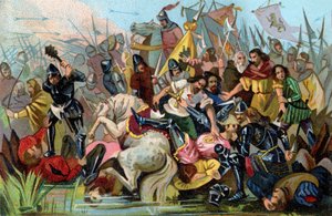 Slaget om de gyldne sporer (1302), ca. 1900 (illustration) af Unbekannter Künstler