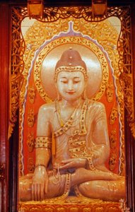 Stor Buddha-statue ved Jade Buddha-klosteret i Shanghai, Kina, 1960