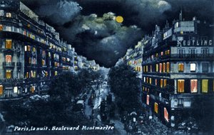 Boulevard Montmartre om natten, Paris, ca. 1900. af Unbekannter Künstler