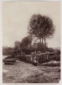 Broer, pælebørn på en bro, c 1890 af Unbekannt