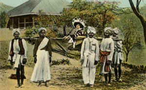 Britisk kolonidame i indisk palankin af Unbekannter Künstler
