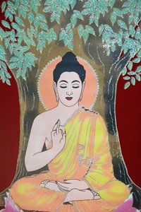 Buddha giver en velsignelse. Thangka, Kathmandu, Nepal af Unbekannt