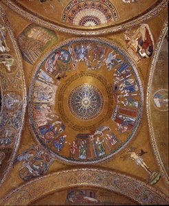 Byzantinsk arkitektur: udsigt over kuplen med mosaikker på en gylden baggrund af Unbekannt